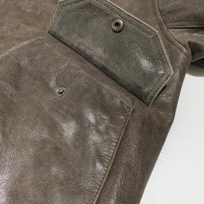 【現状渡し品】【メンズ】 JOHN OWNBEY COMPANY ジョン オウンビー カンパニー LEATHER MA-1 JACKET レザー MA-1 ジャケット アウター フィールドジャケット 145-260815-ko-10-teih サイズ：L カラー：ブラウン 万代Net店