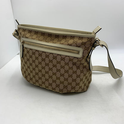 【中古品】【レディース】 GUCCI グッチ GG CANVAS SHOULDER BAG LEATHER 388930 GGキャンバスショルダーバッグ レザー カバン 180-260822-ss-06-teih サイズ：※使用感、型崩れあり カラー：総柄 万代Net店