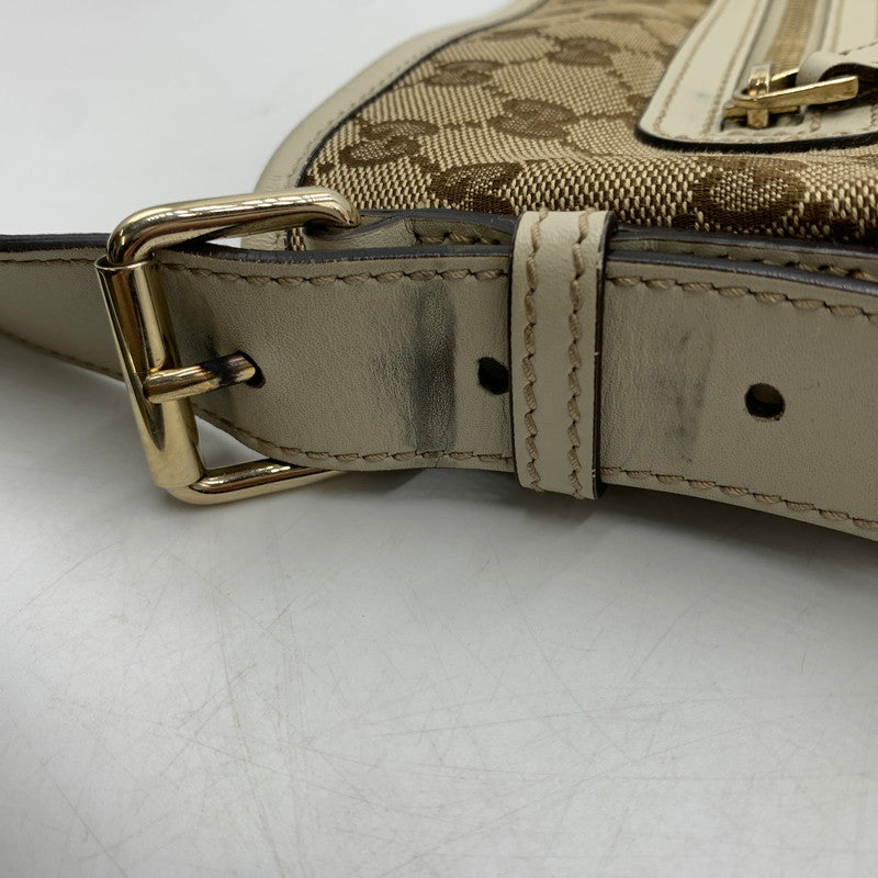【中古品】【レディース】 GUCCI グッチ GG CANVAS SHOULDER BAG LEATHER 388930 GGキャンバスショルダーバッグ レザー カバン 180-260822-ss-06-teih サイズ：※使用感、型崩れあり カラー：総柄 万代Net店