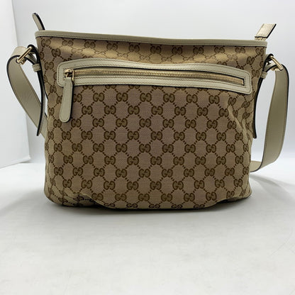 【中古品】【レディース】 GUCCI グッチ GG CANVAS SHOULDER BAG LEATHER 388930 GGキャンバスショルダーバッグ レザー カバン 180-260822-ss-06-teih サイズ：※使用感、型崩れあり カラー：総柄 万代Net店