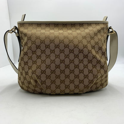 【中古品】【レディース】 GUCCI グッチ GG CANVAS SHOULDER BAG LEATHER 388930 GGキャンバスショルダーバッグ レザー カバン 180-260822-ss-06-teih サイズ：※使用感、型崩れあり カラー：総柄 万代Net店