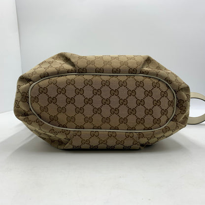 【中古品】【レディース】 GUCCI グッチ GG CANVAS SHOULDER BAG LEATHER 388930 GGキャンバスショルダーバッグ レザー カバン 180-260822-ss-06-teih サイズ：※使用感、型崩れあり カラー：総柄 万代Net店