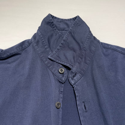 【現状渡し品】【メンズ】 PRADA プラダ TRIANGLE LOGO COTTON SHIRT UJL92A トライアングル ロゴ コットンシャツ 長袖 トップス 141-260818-ko-14-teih サイズ：M カラー：ネイビー 万代Net店