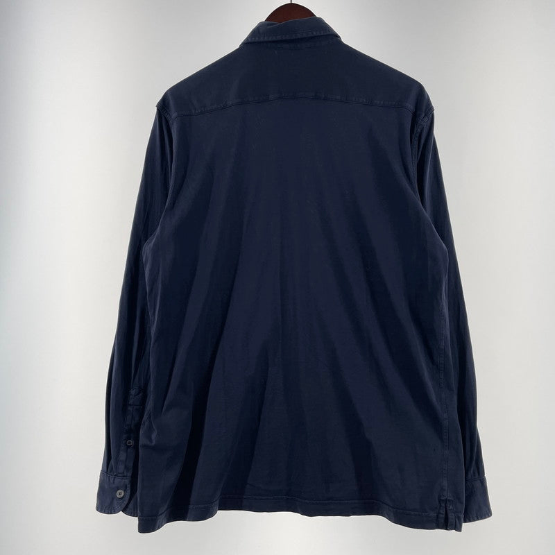 【現状渡し品】【メンズ】 PRADA プラダ TRIANGLE LOGO COTTON SHIRT UJL92A トライアングル ロゴ コットンシャツ 長袖 トップス 141-260818-ko-14-teih サイズ：M カラー：ネイビー 万代Net店