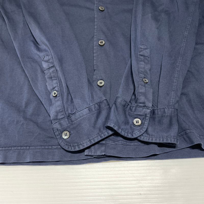 【現状渡し品】【メンズ】 PRADA プラダ TRIANGLE LOGO COTTON SHIRT UJL92A トライアングル ロゴ コットンシャツ 長袖 トップス 141-260818-ko-14-teih サイズ：M カラー：ネイビー 万代Net店