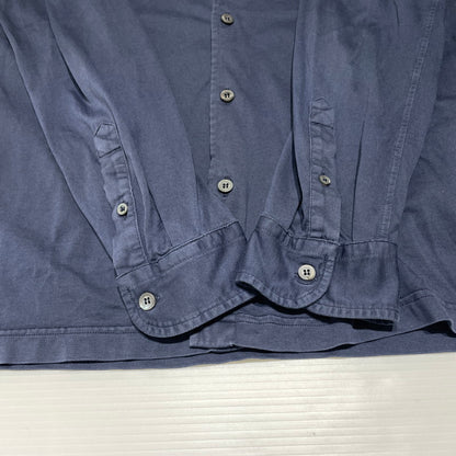 【現状渡し品】【メンズ】 PRADA プラダ TRIANGLE LOGO COTTON SHIRT UJL92A トライアングル ロゴ コットンシャツ 長袖 トップス 141-260818-ko-14-teih サイズ：M カラー：ネイビー 万代Net店