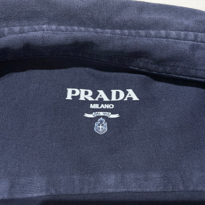 【現状渡し品】【メンズ】 PRADA プラダ TRIANGLE LOGO COTTON SHIRT UJL92A トライアングル ロゴ コットンシャツ 長袖 トップス 141-260818-ko-14-teih サイズ：M カラー：ネイビー 万代Net店