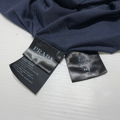 【現状渡し品】【メンズ】 PRADA プラダ TRIANGLE LOGO COTTON SHIRT UJL92A トライアングル ロゴ コットンシャツ 長袖 トップス 141-260818-ko-14-teih サイズ：M カラー：ネイビー 万代Net店