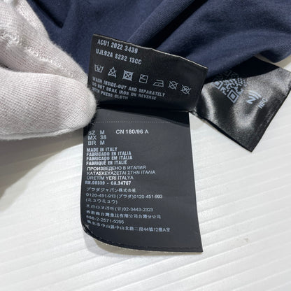 【現状渡し品】【メンズ】 PRADA プラダ TRIANGLE LOGO COTTON SHIRT UJL92A トライアングル ロゴ コットンシャツ 長袖 トップス 141-260818-ko-14-teih サイズ：M カラー：ネイビー 万代Net店