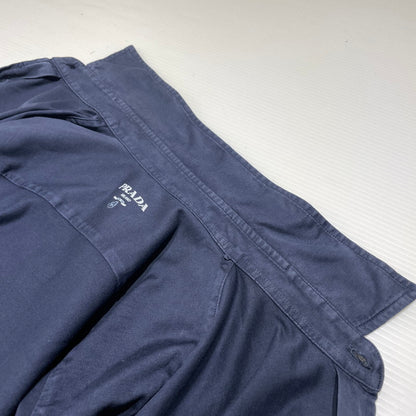 【現状渡し品】【メンズ】 PRADA プラダ TRIANGLE LOGO COTTON SHIRT UJL92A トライアングル ロゴ コットンシャツ 長袖 トップス 141-260818-ko-14-teih サイズ：M カラー：ネイビー 万代Net店