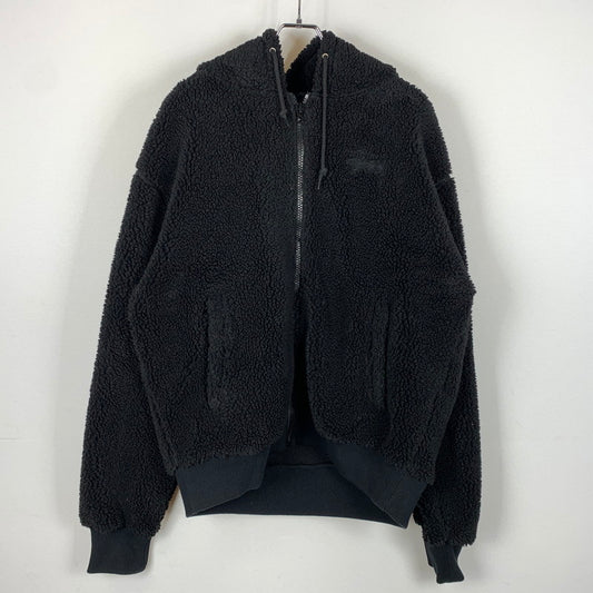 【現状渡し品】【メンズ】 STUSSY ステューシー FLEECE ZIP UP PARKER 118412 フリース ジップアップ パーカー ライトアウター 142-260818-ko-25-teih サイズ：L カラー：ブラック 万代Net店