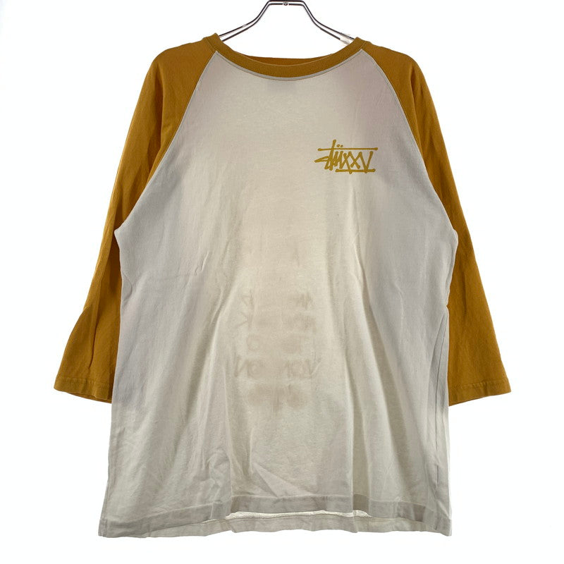 【中古品】【メンズ】 STUSSY ステューシー RAGLAN TEE ラグラン Tシャツ 半袖 トップス 七分丈 142-260818-ko-04-teih サイズ：XL カラー：イエローホワイト 万代Net店
