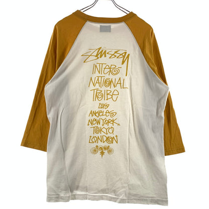 【中古品】【メンズ】 STUSSY ステューシー RAGLAN TEE ラグラン Tシャツ 半袖 トップス 七分丈 142-260818-ko-04-teih サイズ：XL カラー：イエローホワイト 万代Net店