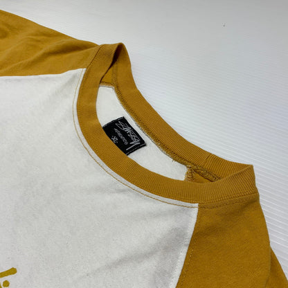【中古品】【メンズ】 STUSSY ステューシー RAGLAN TEE ラグラン Tシャツ 半袖 トップス 七分丈 142-260818-ko-04-teih サイズ：XL カラー：イエローホワイト 万代Net店