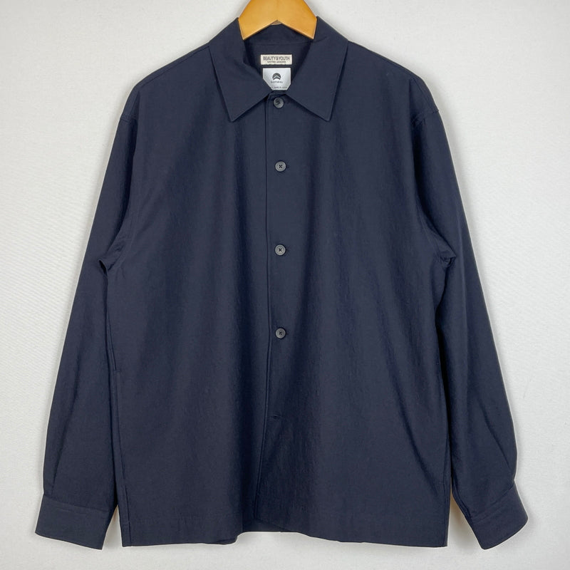 【中古品】【メンズ】 BEAUTY&YOUTH ビューティ アンド ユース KOMATSU PACK OVER LS SHIRT 1211-174-8037 コマツ パック オーバー エルエス シャツ 長袖 トップス 147-260830-sa-10-tei サイズ：M カラー：ネイビー 万代Net店