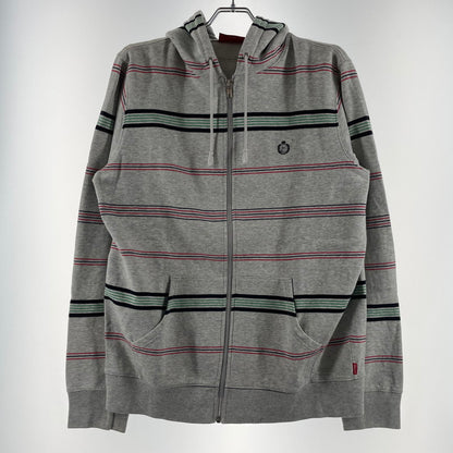 【現状渡し品】【メンズ】 SUPREME シュプリーム MULTI STRIPE ZIP PARKER マルチストライプ ジップパーカー トップス フルジップフーディ 149-260818-ko-12-teih サイズ：L カラー：グレー 万代Net店