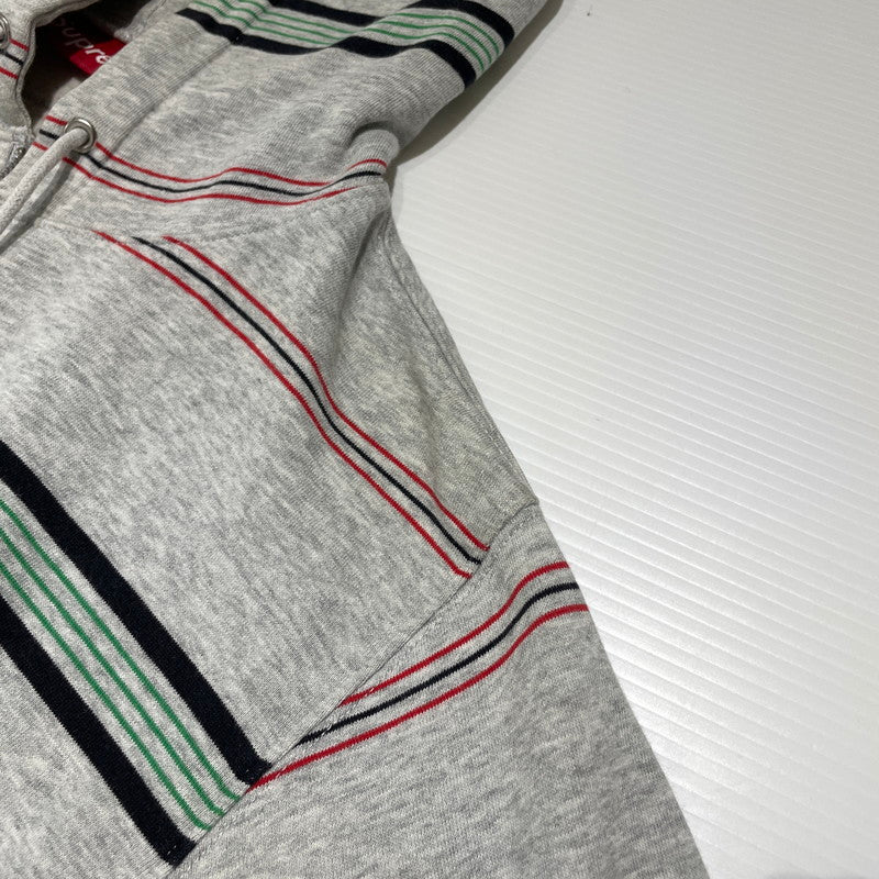 【現状渡し品】【メンズ】 SUPREME シュプリーム MULTI STRIPE ZIP PARKER マルチストライプ ジップパーカー トップス フルジップフーディ 149-260818-ko-12-teih サイズ：L カラー：グレー 万代Net店