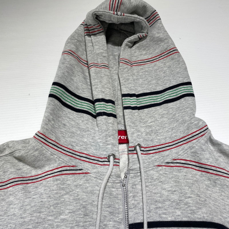【現状渡し品】【メンズ】 SUPREME シュプリーム MULTI STRIPE ZIP PARKER マルチストライプ ジップパーカー トップス フルジップフーディ 149-260818-ko-12-teih サイズ：L カラー：グレー 万代Net店