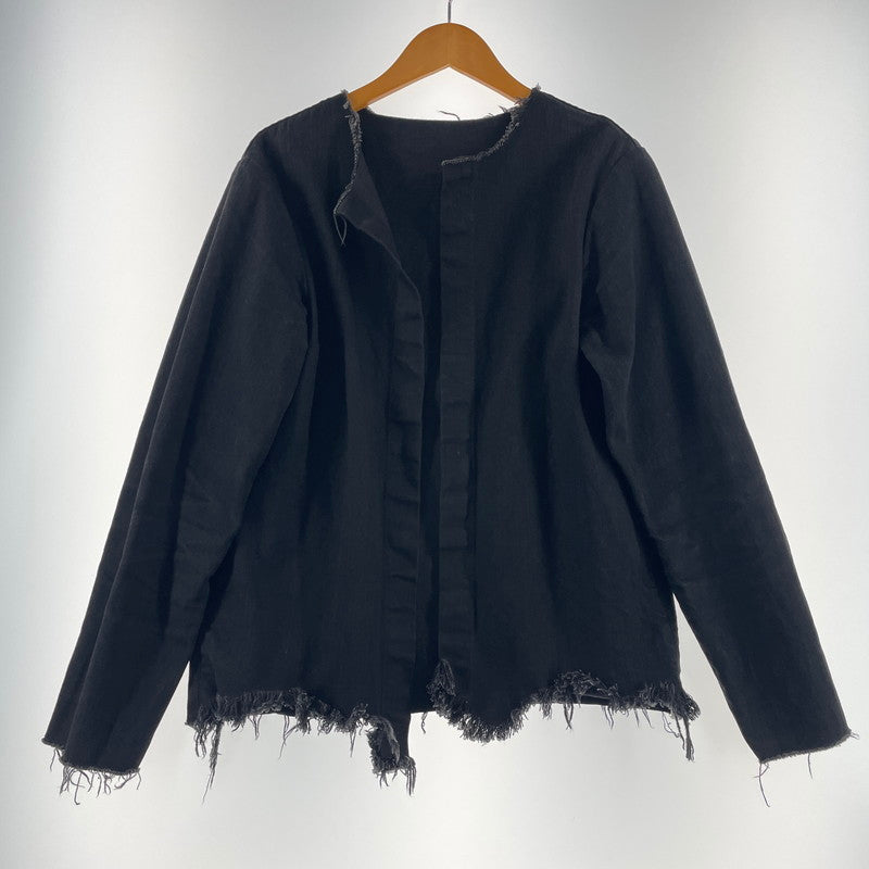 【中古品】【メンズ】 UNUSED アンユーズド NO-COLLAR CUTOFF DENIM JACKET US1129 ノーカラー カットオフ デニムジャケット ライトアウター 140-260818-ko-21-teih サイズ：00 カラー：ブラック 万代Net店