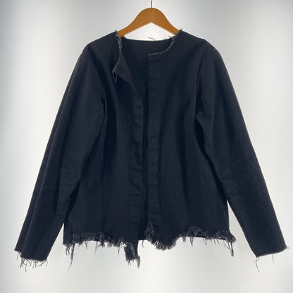【中古品】【メンズ】 UNUSED アンユーズド NO-COLLAR CUTOFF DENIM JACKET US1129 ノーカラー カットオフ デニムジャケット ライトアウター 140-260818-ko-21-teih サイズ：00 カラー：ブラック 万代Net店