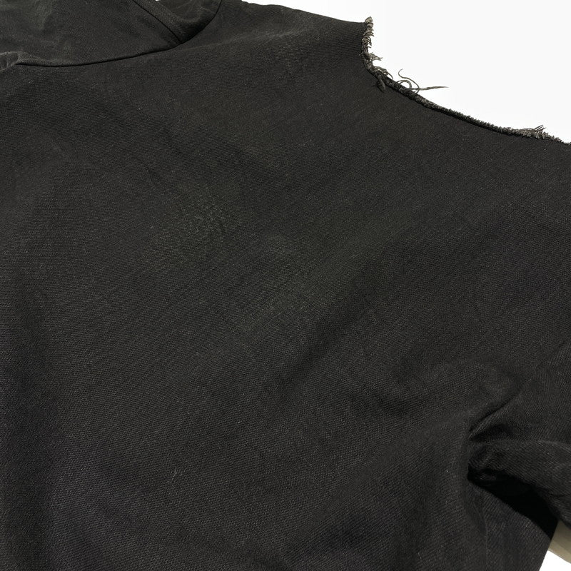 【中古品】【メンズ】 UNUSED アンユーズド NO-COLLAR CUTOFF DENIM JACKET US1129 ノーカラー カットオフ デニムジャケット ライトアウター 140-260818-ko-21-teih サイズ：00 カラー：ブラック 万代Net店