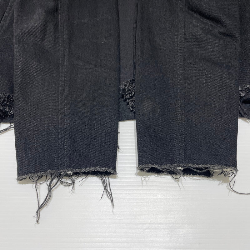 【中古品】【メンズ】 UNUSED アンユーズド NO-COLLAR CUTOFF DENIM JACKET US1129 ノーカラー カットオフ デニムジャケット ライトアウター 140-260818-ko-21-teih サイズ：00 カラー：ブラック 万代Net店