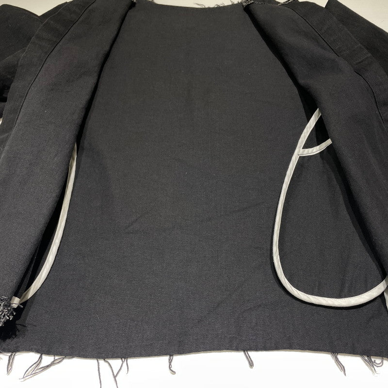 【中古品】【メンズ】 UNUSED アンユーズド NO-COLLAR CUTOFF DENIM JACKET US1129 ノーカラー カットオフ デニムジャケット ライトアウター 140-260818-ko-21-teih サイズ：00 カラー：ブラック 万代Net店