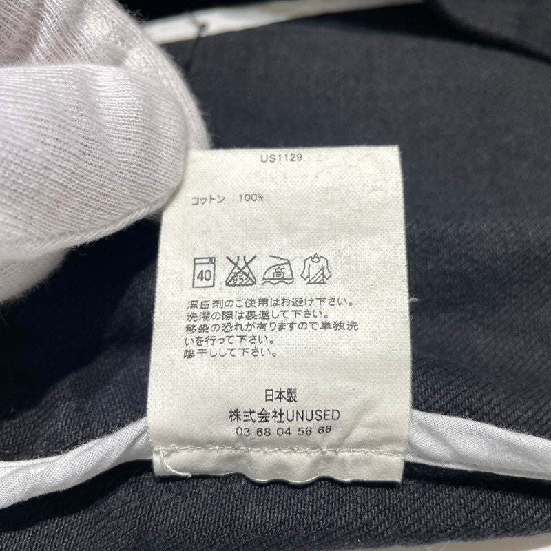 【中古品】【メンズ】 UNUSED アンユーズド NO-COLLAR CUTOFF DENIM JACKET US1129 ノーカラー カットオフ デニムジャケット ライトアウター 140-260818-ko-21-teih サイズ：00 カラー：ブラック 万代Net店