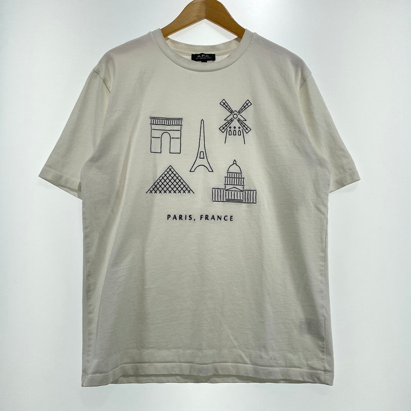 【現状渡し品】【メンズ】 A.P.C. アーペーセー PARIS S/S T-SHIRT 24245-1-93101 パリス ショートスリーブ Tシャツ 半袖トップス 141-260820-ko-02-teih サイズ：M カラー：ホワイト 万代Net店