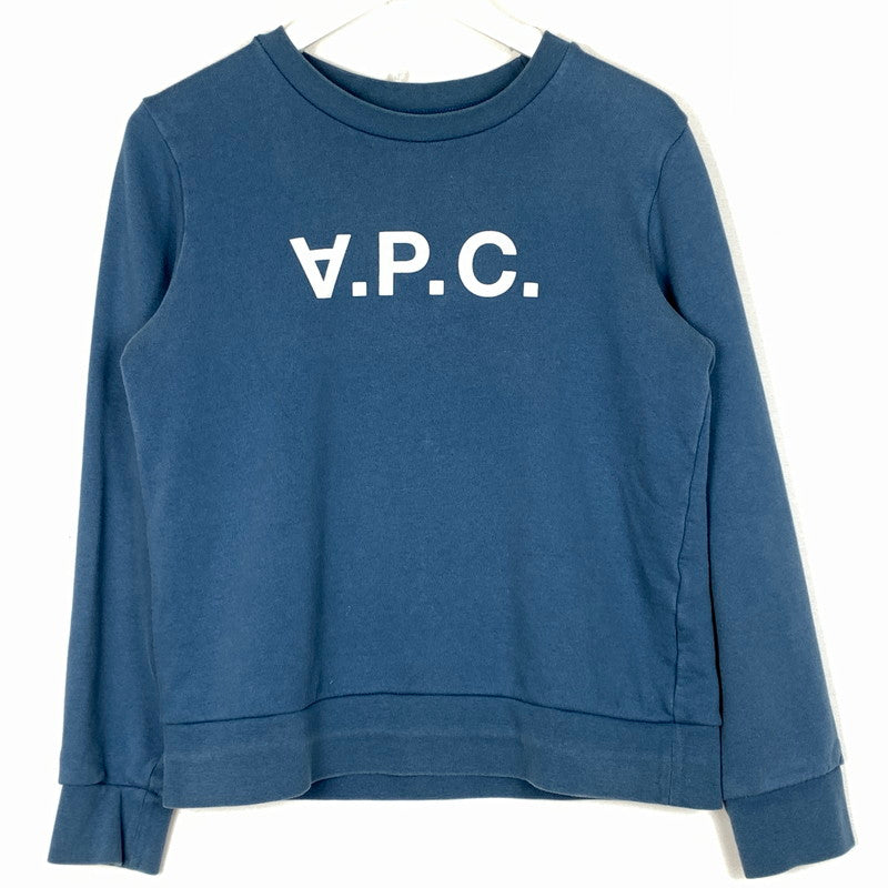 【中古品】【レディース】 A.P.C. アーペーセー V.P.C. LOGO CREWNECK SWEAT SHIRT アーペーセー ロゴ クルーネック スウェット シャツ 長袖 トップス トレーナー 168-260820-sa-08-tei サイズ：M カラー：ブルー 万代Net店