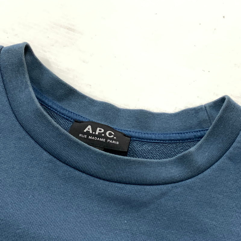 【中古品】【レディース】 A.P.C. アーペーセー V.P.C. LOGO CREWNECK SWEAT SHIRT アーペーセー ロゴ クルーネック スウェット シャツ 長袖 トップス トレーナー 168-260820-sa-08-tei サイズ：M カラー：ブルー 万代Net店