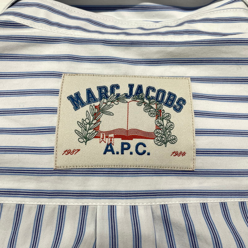【中古品】【メンズ】 MARC JACOBS マークジェイコブス × A.P.C. アーペーセー 別注 コラボ STRIPE L/S SHIRT ストライプ ロングスリーブ シャツ 長袖 トップス ボタンダウン 141-260820-ko-07-teih サイズ：S カラー：ストライプ 万代Net店