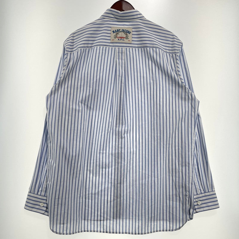 【中古品】【メンズ】 MARC JACOBS マークジェイコブス × A.P.C. アーペーセー 別注 コラボ STRIPE L/S SHIRT ストライプ ロングスリーブ シャツ 長袖 トップス ボタンダウン 141-260820-ko-07-teih サイズ：S カラー：ストライプ 万代Net店