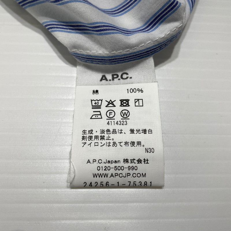【中古品】【メンズ】 MARC JACOBS マークジェイコブス × A.P.C. アーペーセー 別注 コラボ STRIPE L/S SHIRT ストライプ ロングスリーブ シャツ 長袖 トップス ボタンダウン 141-260820-ko-07-teih サイズ：S カラー：ストライプ 万代Net店