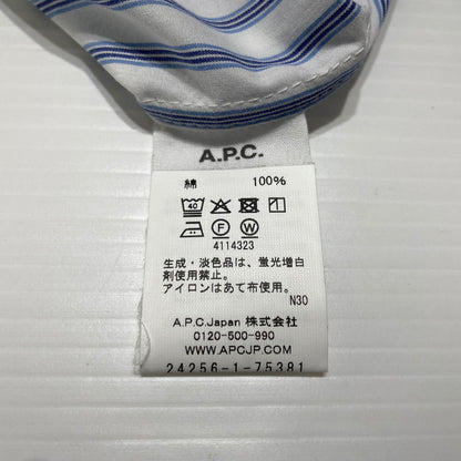 【中古品】【メンズ】 MARC JACOBS マークジェイコブス × A.P.C. アーペーセー 別注 コラボ STRIPE L/S SHIRT ストライプ ロングスリーブ シャツ 長袖 トップス ボタンダウン 141-260820-ko-07-teih サイズ：S カラー：ストライプ 万代Net店