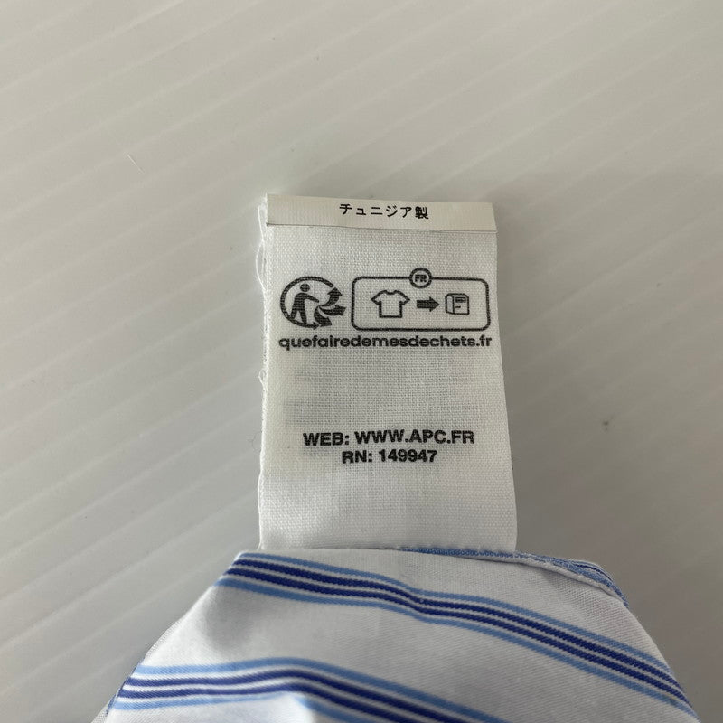 【中古品】【メンズ】 MARC JACOBS マークジェイコブス × A.P.C. アーペーセー 別注 コラボ STRIPE L/S SHIRT ストライプ ロングスリーブ シャツ 長袖 トップス ボタンダウン 141-260820-ko-07-teih サイズ：S カラー：ストライプ 万代Net店