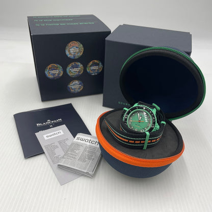 【中古品】【メンズ】 BLANCPAIN ブランパン × SWATCH スウォッチ 別注コラボ FIFTY FATHOMS INDIAN OCEAN フィフティファゾムス インディアンオーシャン 腕時計 自動巻き 197-260820-yo-12-teih カラー：グリーン 万代Net店