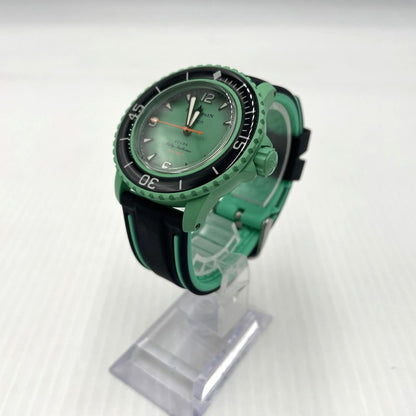 【中古品】【メンズ】 BLANCPAIN ブランパン × SWATCH スウォッチ 別注コラボ FIFTY FATHOMS INDIAN OCEAN フィフティファゾムス インディアンオーシャン 腕時計 自動巻き 197-260820-yo-12-teih カラー：グリーン 万代Net店