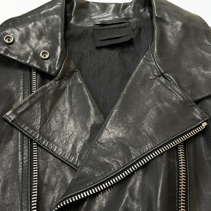 【中古品】【メンズ】 DIESEL BLACK GOLD ディーゼル ブラック ゴールド RAMU LEATHER DOUBLE RIDERS JACKET ラム レザー ダブル ライダース ジャケット アウター 141-260817-sa-04-teih サイズ：46 カラー：ブラック 万代Net店