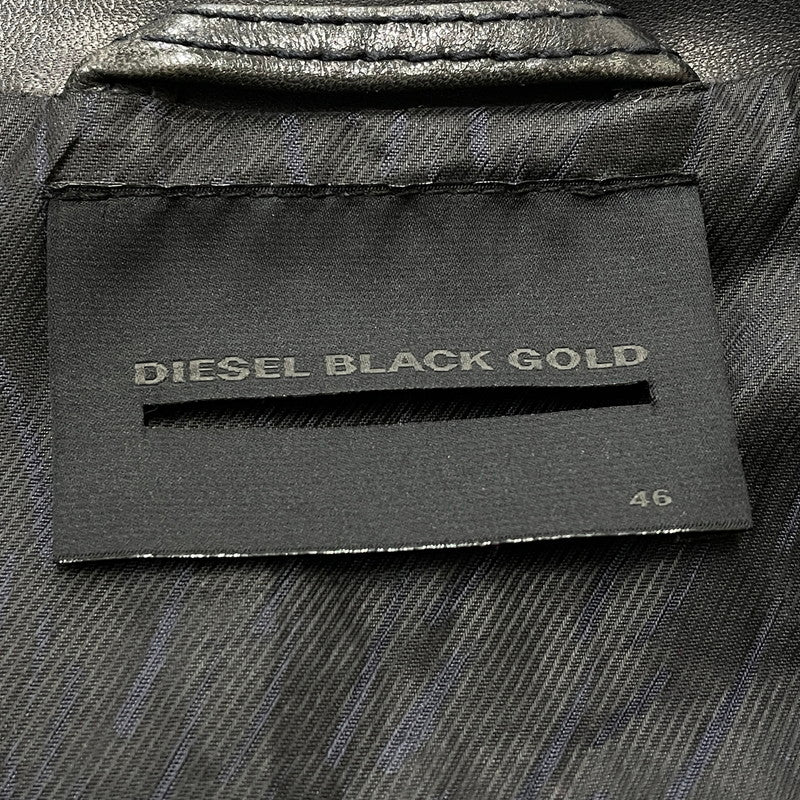 【中古品】【メンズ】 DIESEL BLACK GOLD ディーゼル ブラック ゴールド RAMU LEATHER DOUBLE RIDERS JACKET ラム レザー ダブル ライダース ジャケット アウター 141-260817-sa-04-teih サイズ：46 カラー：ブラック 万代Net店