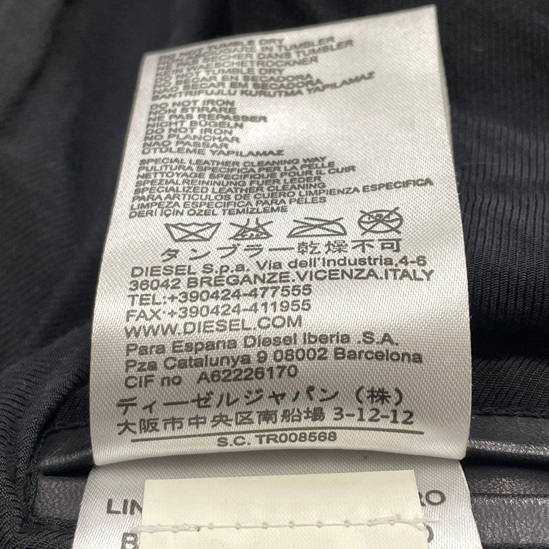 【中古品】【メンズ】 DIESEL BLACK GOLD ディーゼル ブラック ゴールド RAMU LEATHER DOUBLE RIDERS JACKET ラム レザー ダブル ライダース ジャケット アウター 141-260817-sa-04-teih サイズ：46 カラー：ブラック 万代Net店