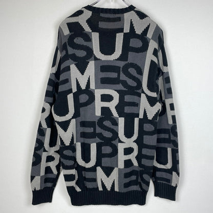 【中古品】【メンズ】 SUPREME シュプリーム 18AW LETTERS SWEATER 2018年秋冬 レターズ セーター 長袖 トップス 149-260817-sa-08-teih サイズ：M カラー：ブラック 万代Net店