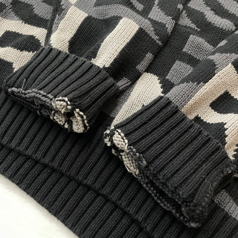 【中古品】【メンズ】 SUPREME シュプリーム 18AW LETTERS SWEATER 2018年秋冬 レターズ セーター 長袖 トップス 149-260817-sa-08-teih サイズ：M カラー：ブラック 万代Net店