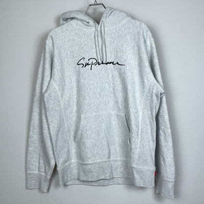 【中古品】【メンズ】 SUPREME シュプリーム 18AW CLASSIC SCRIPT HOODED SWEAT SHIRT 2018年秋冬 スクリプト クラシック フーデッド スウェット シャツ 長袖 トップス パーカー 149-260817-sa-12-teih サイズ：M カラー：グレー 万代Net店