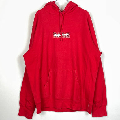 【現状渡し品】【メンズ】 SUPREME シュプリーム 19AW BANDANA BOXLOGO HOODED SWEATSHIRT 2019年秋冬 バンダナ ボックスロゴ フーデッド スウェットシャツ 長袖 トップス パーカー 149-260817-sa-15-teih サイズ：XL カラー：レッド 万代Net店
