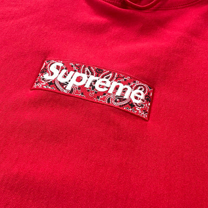 【現状渡し品】【メンズ】 SUPREME シュプリーム 19AW BANDANA BOXLOGO HOODED SWEATSHIRT 2019年秋冬 バンダナ ボックスロゴ フーデッド スウェットシャツ 長袖 トップス パーカー 149-260817-sa-15-teih サイズ：XL カラー：レッド 万代Net店