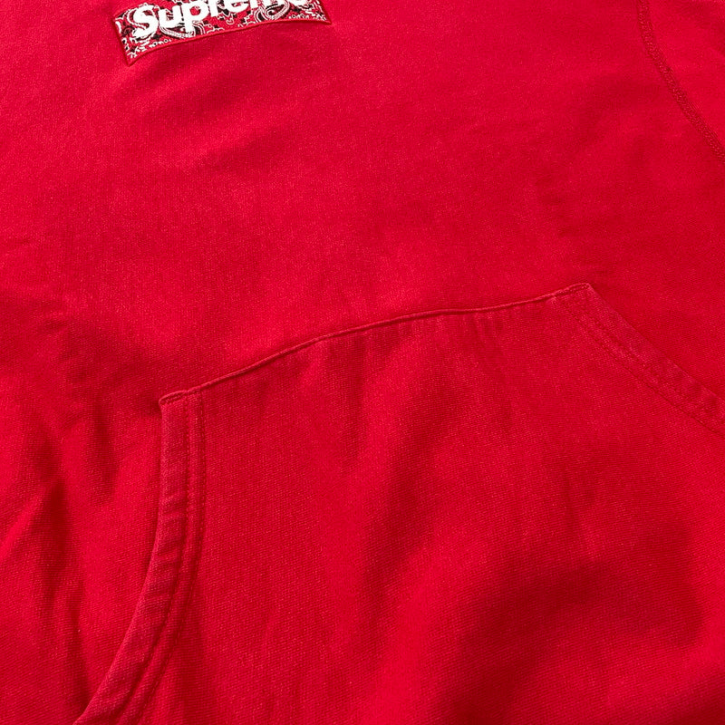 【現状渡し品】【メンズ】 SUPREME シュプリーム 19AW BANDANA BOXLOGO HOODED SWEATSHIRT 2019年秋冬 バンダナ ボックスロゴ フーデッド スウェットシャツ 長袖 トップス パーカー 149-260817-sa-15-teih サイズ：XL カラー：レッド 万代Net店