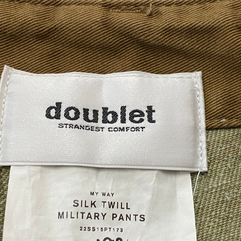 【中古品】【メンズ】 DOUBLET ダブレット SILK TWILL MILITARY PANTS 22SS15PT173 シルク ツイル ミリタリー パンツ ボトムス 151-260819-sa-03-teih サイズ：L カラー：カーキ 万代Net店