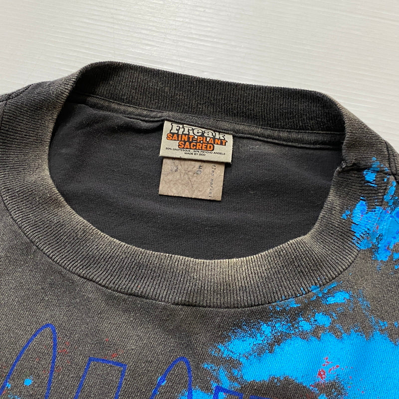 【中古品】【メンズ】 SAINT Mxxxxxx セント マイケル × CACTUS PLANT FLEA MARKET カクタス プラント フリー マーケット S/S TEE ANGRY LV GD SM-YS1-0000-C05 ショートスリーブ Tシャツ アングリー ラブ ゴッド 142-260819-sa-05-teih サイズ：XXL カラー：ブラック 万代Net店