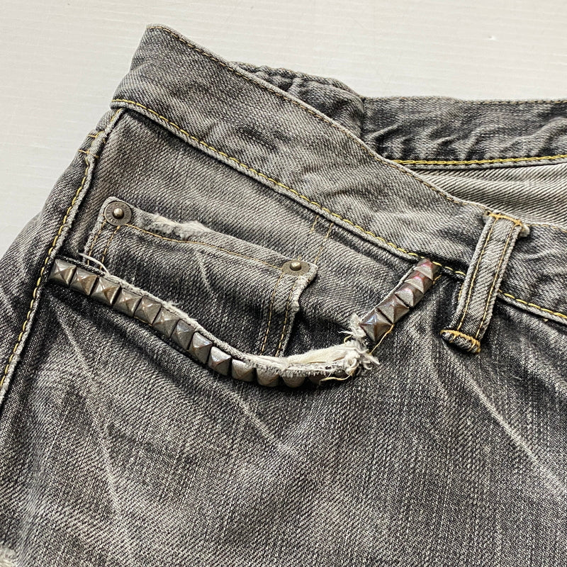 【現状渡し品】【メンズ】 HYSTERIC GLAMOUR ヒステリック グラマー STUDS DENIM スタッズ デニム ボトムス ジーンズ 151-260821-sa -11-tei サイズ：30 カラー：グレー 万代Net店